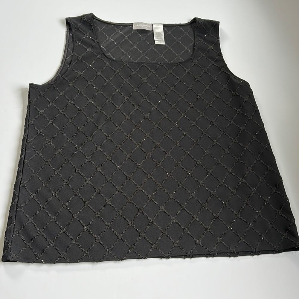 Liz Claiborne beaded black tank blouse